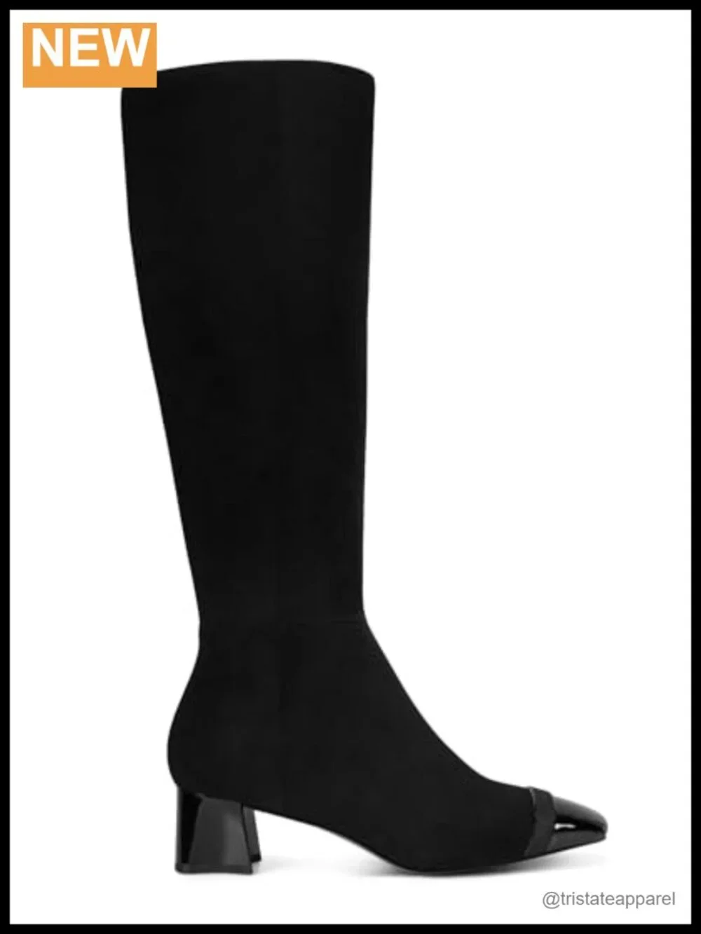 Women's Tall Knee High Heeled Boots Faux Leather Round Toe Block Heel Zip